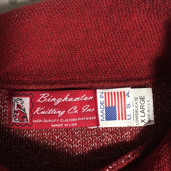 VTG Xmas Santa Sweater Binghamton Knitting Co Inc Made in USA Red XL NWOT - Picture 4 of 12